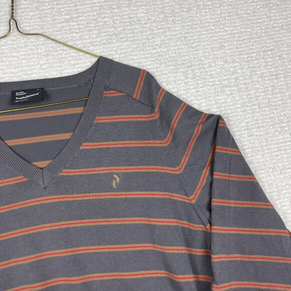 Peak Performance Men's XL V-Neck Sweater Jumper Thin Knit Grey / Red Outdoors - Picture 2 of 16